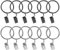 Acooruiteng Curtain Rings with Clips - Metal Decorative Pole Rings, 32mm Inside Diameter; Shower Curtain Hooks with Clips for Drapery Windows - Black, Silver; 12Pcs