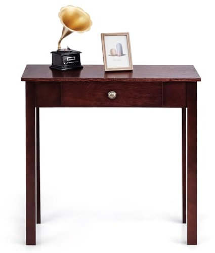 Giantex Table Console avec Tiroir, Console Meuble en Bois, 71 x 30 x 71 cm, Petite Console Entrée avec Pieds en Bois de Pin, Style Vintage, Table d’Entrée pour Couloir, Salon (Café)