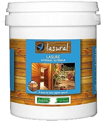 Lasure Naturelle Intérieur/Extérieur à Base de Liant Végétal, Finition Satinée, 1 Litre