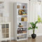 oneinmil Bücherregal, Bücherschrank mit 6 Ebenen, Bücherregal Hoch, Standregal, Modernes offenes Regal aus Holz, für Wohnzimmer, Schlafzimmer, Büro, Arbeitszimmer, Weiß