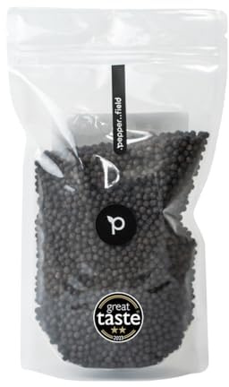 Pepper Field Poivre noir de Kampot 500 g – Format restauration | Kampot Peppercorns IGP – Poivre noir entier, Whole Black Pepper pour moulin, restauration & grillades – grand format