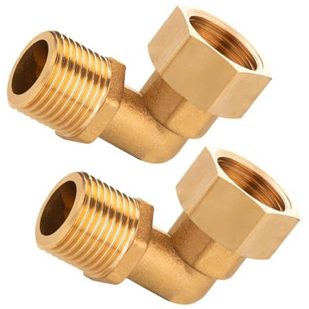 2 Stück Messing 90 Grad Rohrbogen 0,5 Zoll bewegliche Verschraubung Schnellinstallation für Haushaltswasserversorgung