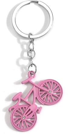 MUCOOS Rosa Fahrrad Schlüsselanhänger Für Schüler, Paare Und Lehrer, Personalisierter Schlüsselanhänger Als Geschenk Für Lehrer, Abschlussgeschenk Für Sie,Süßer Schlüsselanhänger Mit Taschenanhänger