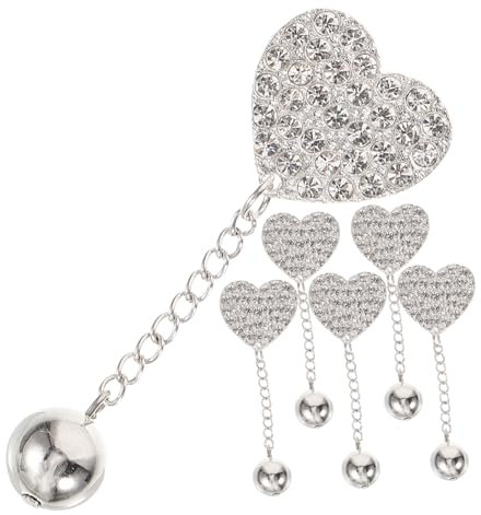 GAROZATION 6pcs Heart Brooch Pin for Clothing Backpacks Fashion Brooch Crystal Beads Heart Shape Lapel Pins Jewelry for Women Men Boys and Girls