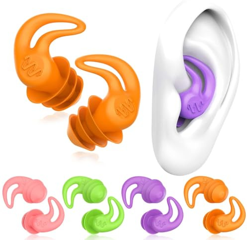 Swimming Ear Plugs for Adults - 4 Pairs Silicone Waterproof Swim Earplugs for Surfing,Diving,Showering and Other Water Sports - Keep Water Out and Ear Protection.