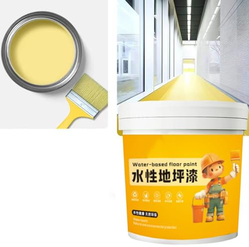 Peinture de sol Epoxys imperméable à base d'eau, 300 g avec pinceau, séchage rapide, antidérapante pour la maison, le garage, jaune riz