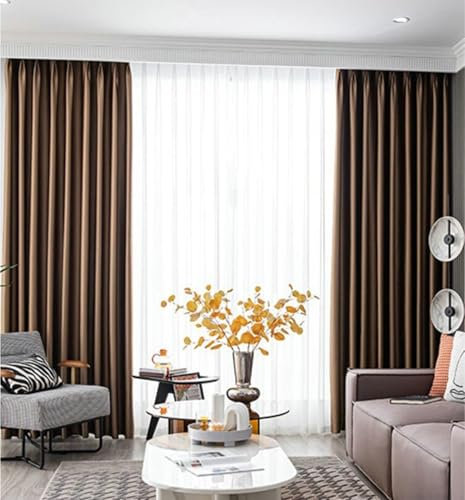 Wycian Rideau Cuisine Japonais Occultant Fenetre Café Noir 2 Panneaux Polyester Couleur Unie 137L x 244H cm