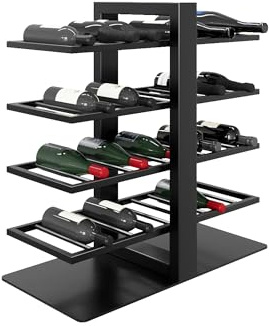 MetaloPro Portabottiglie Corse – Scaffale Vino in Metallo Nero per 40 Bottiglie, Design Robusto, Perfetto per Cucina, Cantina o Bar 80x80x30 cm