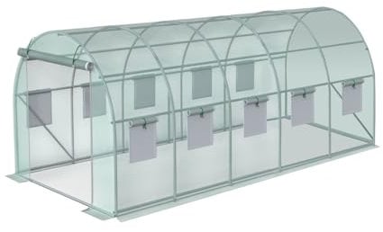 Gewächshaus – Rundbogen-Treibhaus mit verstärktem Rahmen aus verzinkten Stahlrohren und verstärkter PE-Folie | 8 Seitenfenster | Tür mit Reißverschluss | UV- & windbeständig (Grün, 5x2,5x2)