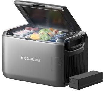 EF ECOFLOW GLACIER Classic 55L réfrigérateur congélateur portable à 2 zones avec batterie 298 Wh, refroidissement autonome 39 h, charger via CA, solaire et voiture pour camping, voyages, RV