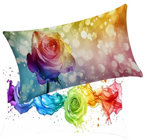 Outdoor Kissen Kissenbezug 60 x 80cm Farbe 2er Set Sofakissen Kissenbezüge Blume Wasserfestem Leinen Versteckter Reißverschluss gelten für Büro Wohnzimmer Schlafzimmer Sofa Wohndeko Geschenke BY7 9-X