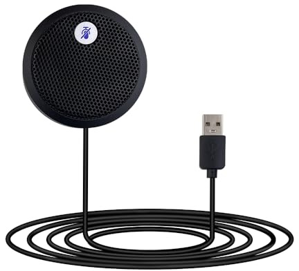 Fyvadio Microfono USB per Computer, microfono USB per conferenze, pulsante di silenziamento con indicatore LED, Mic a condensatore omnidirezionale per videoconferenze, Plug&Play per PC, laptop,