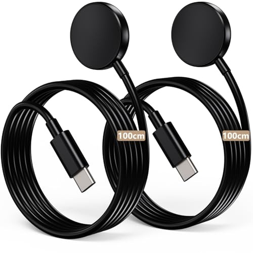 2 Pack USB C for Samsung Galaxy Watch Charger Compatible with Watch 8/8 Classic/Ultra/7/6/6 Classic/5/5 Pro/4/4 Classic/3/Active/FE Magnetic Fast Charging Dock Accessories 100cm
