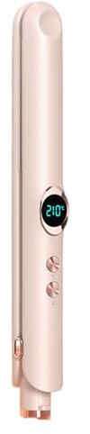 QUXVUIS Plancha de pelo inalámbrica con placa de alisado iones negativos para dormitorio, miniplancha cerámica, rosa, carga inalámbrica