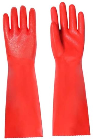 VERDANVERSE Thickened Non-slip Kitchen Cleaning Gloves Red for Dishwashing Housework Reusable Household Protection