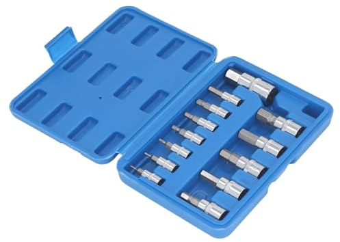Cocoarm Hex Bit Socket Set CRV and S2 Steel Hex Key Socket Set 13 Piece 1 4 3 8 1 2 Inch Drive H2 to H14mm for Bike Auto Appliance and Machinery Maintenance