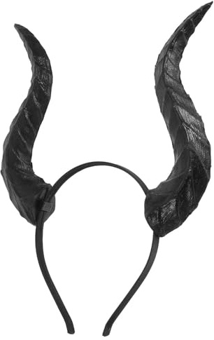Homoyoyo Abnehmbares Stierhorn Stirnband aus Pu und Eisen Leicht und Bequem Schwarzes Dämonen Hörner Haarband für Halloween Kostümparty und Karneval Dekoration