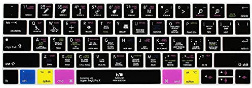 HRH Logic Pro X Shortcuts Hotkey Silikon-Tastaturabdeckung für MacBook New Pro mit Touch Bar 13 Zoll und 15 Zoll (A2159/A1989/A1706,A1990/A1707) 2019 2018 2016 2017 Release US Version