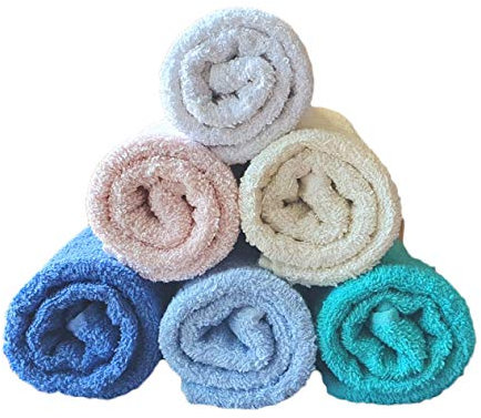 Tre Effe 1 Set da 12 Asciugamani Viso e Bidet Modello Hotel B&B in Morbido Cotone 100% Centimetri 60x100 Il Viso e 40 x 60 Il Bidet. Assortito Chiaro