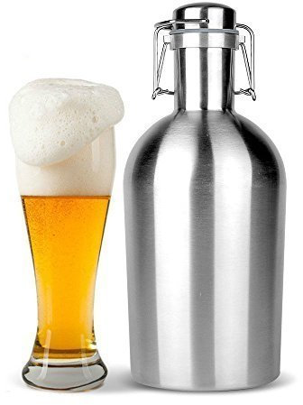 ANLIN 2L Bierzuchtler 16oz Edelstahl mit Bügelverschluss (Innenkapazität: 1,8 l - 1,9 l), hält frisch und kalt und luftdicht.