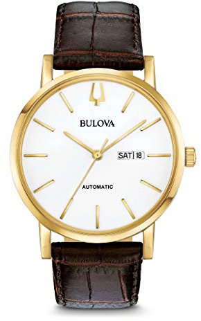 Bulova Herren Analog Automatik Uhr mit Leder Armband 97C107