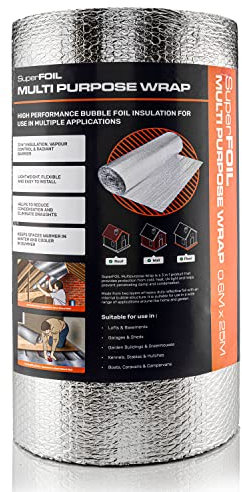 SuperFOIL Foil Insulation Roll 0.6m x 25m - Energy Saving DIY Bubble Foil Sheet - 3-in-1 Sustainable Thermal Insulation Reflective Radiant Barrier & Vapour Barrier - Multi Purpose for Home & Auto