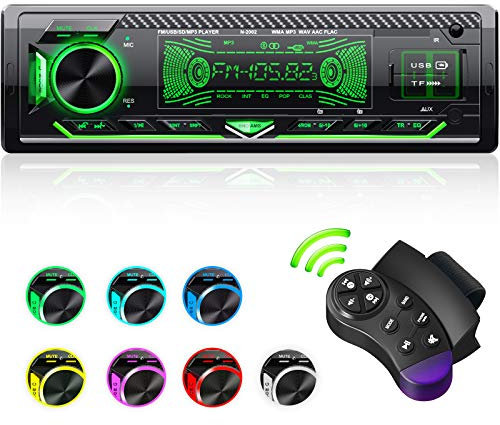 Car Stereo Bluetooth, CENXINY Car Radio Bluetooth 5.0 Hands-free1 Din Universal Built-in Microphone, 4X65W Car Radio Receiver, USB/TF/FM/AUX/WMA/WAV/MP3 Media Player with 7 Colorful Lights