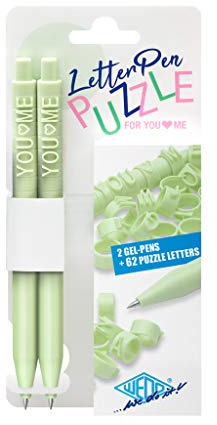 WEDO 2533011 Letter Pen PUZZLE, 2er Set, individualisierbar mit Buchstabenringen, austauschbare Mine, hellgrün