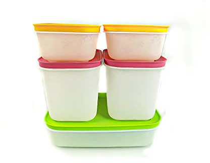 Tupperware Gefrier-Behälter 1,1L (2) +1,0L + 450ml (2) EIS-Kristall Eiskristall MIT SPÜLTUCH 6337