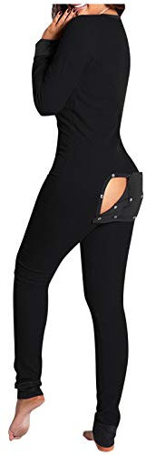 SUNNSEAN Tuta da Donna con Patta, Pigiama Intero Sexy con Bottoni Sul Retro, Tutina da Notte Aderente, Pagliaccetto Xmas