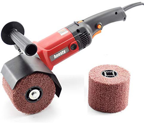 Electric Burnishing Polishing Machine, Anesty Electric Drum Sander/ Burnisher / Polisher Tool with 2pcs Nylon Burnishing Wheels for Metal and Stainless Steel Polishing