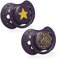 LOVI Ciuccio 3-6 Mesi, Succhietti Bimba con Tettarella in Silicone, Suggerimento dinamico, Collezione Stardust, 2 pezzi, Viola