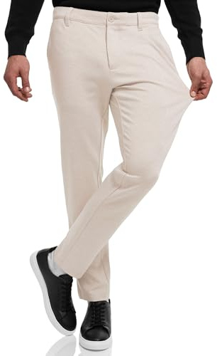 Indicode Herren Rodekro Performance Pants | Chinohose Herrenhose Super Stretch Stoffhose Bequeme Business Hose für Männer Ecru Mix, 31/32