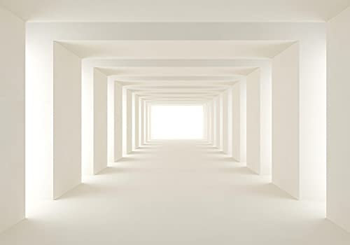 wandmotiv24 Fototapete weißer Tunnel 3D Optik, XL 350 x 245 cm - 7 Teile, Wanddeko, Wandbild, Wandtapete, Architektur weiß Licht M6701