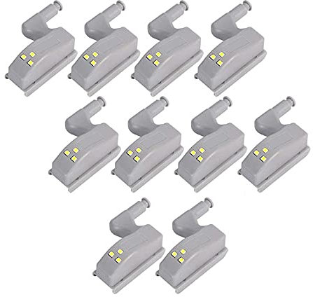 GDWD Cabinet Hinge LED Sensor Light,10pcs LED Hinge Light for Kitchen Cupboard, Wardrobe, Living Room Closet (Cool White)