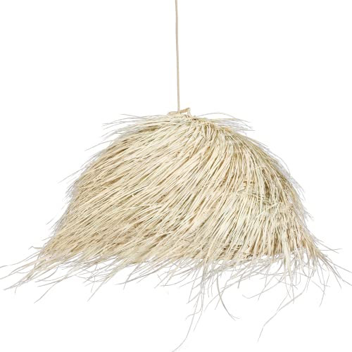 Bohome Living - Suspension Bohème en Paille, Plafonnier à Franges, Forme boule (XL 80cm), Fait main