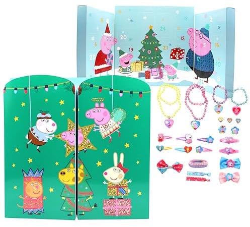 Joytoy Peppa Pig Adventskalender mit Schmuck und Haarschmuck - 28x7x28 cm