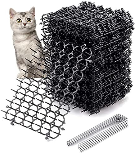 Jetcloud Lot de 12 tapis anti-griffures pour chat avec 6 pointes en plastique - Tapis répulsif pour chat - Tapis anti-picots pour animal domestique - Intérieur et extérieur - Clôture de jardin