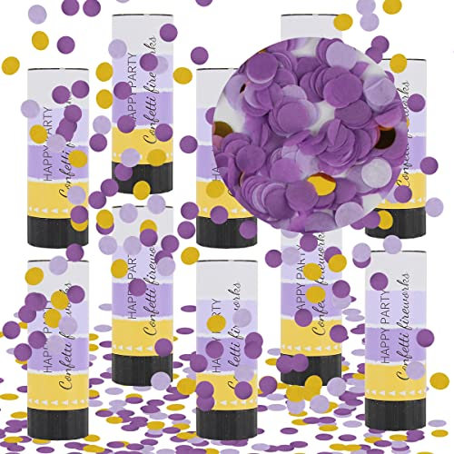 Konfettikanone, Taozoey 10 Stück Handheld Konfetti Poppers, Konfetti Kanone Biologisch Abbaubar, Konfetti Shooter, Papier Konfettikanonen Poppers, für Hochzeit, Geburtstag, Babyparty, Party (Violett)