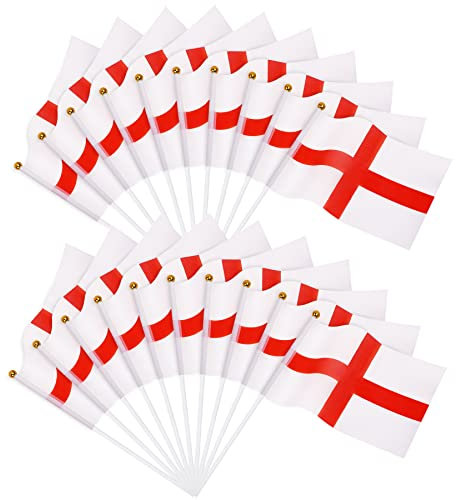 JUNEBRUSHS 20 Pcs England Flag 14x21cm Mini Handheld Flags Pocket National Flags 2025 Decorations (England flags)