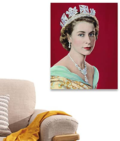 Yeeda Queen Elizabeth II Porträtposter, schöne Ihre Majestät, Königin Elizabeth II Porträtposter, moderne Wandkunst für Heimdekoration, Gedenkbild