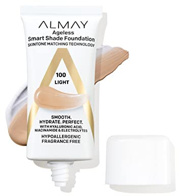 Almay Smart Shade Ageless Anti-Aging-Basis mit Hyaluronsäure, Niacinamid, Vitamin C und E, hypoallergen, ohne Duft, 100 Light, 1er Pack (1 Stück)