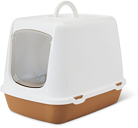 Katzentoilette Haubentoilette für Katzen Oscar 50 x 37 x 39 cm Weiss-braun