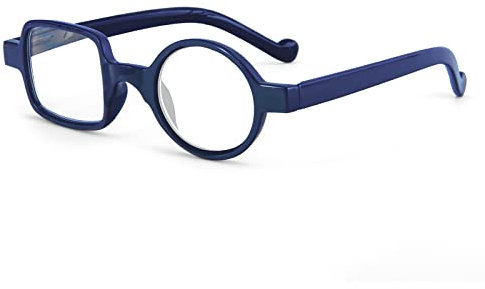 Kodilin Occhiali da Lettura Rotondi e Quadrati per Uomo e Donne, Anti Luce Blu per Computer o Gaming, Cerniera a Molla, 1.0-3.5 (Blu, 3.0)