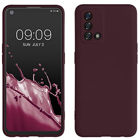 kwmobile Slim Case kompatibel mit Oppo A74 Hülle - Handyhülle aus Silikon in Bordeaux Violett