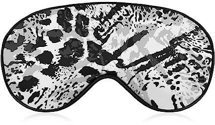 Neuartige Verdunkelungs-Augenmaske, schwarz, weiß, grau, Leopardenmuster, Leder, Sense-Schlafmasken, Schlafmaske, Augenbinde, Augenschutz, Augenschutz mit verstellbarem Riemen, für Männer, Frauen, T