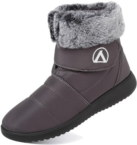 Lvptsh Stivali da Neve Donna Uomo Impermeabili Stivaletti Invernali Foderata Pelliccia Caldo Outdoor Antiscivolo Leggeri,Grey,EU41