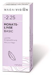 MAGNIVISION Monatslinse Basic weiche Kontaktlinsen für -3,50 Dioptrien | 1 Stück | BC 8.6 | DIA 14.2 | Kontaktlinse mit Hydrogel und UV-Filter für empfindliche Augen | ohne Konservierungsstoffe