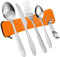 Vicloon Couverts en Acier Inoxydable, 5 pièces de Ensemble de Couverts, Ensemble de Couverts Transportables, Couverts en Acier Inoxydable avec Idéal pour les Voyages et le Camping (étoile-Orange)