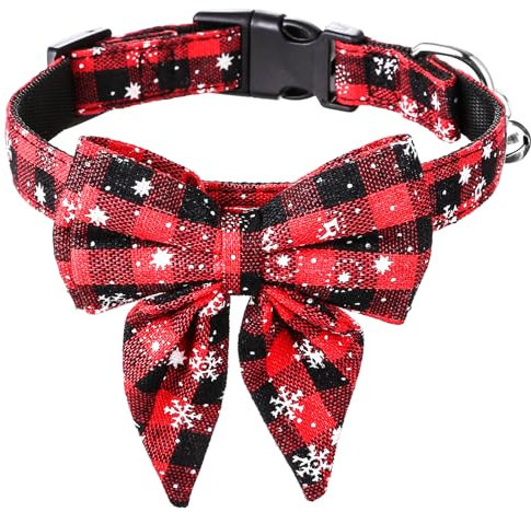 Kesote Hundehalsband Katze Halsband Hund Weihnachtshalsband Klein Hunde Hundeschleife Einstellbar Schleife Rot Weihnachten Geschenk Welpen (S)